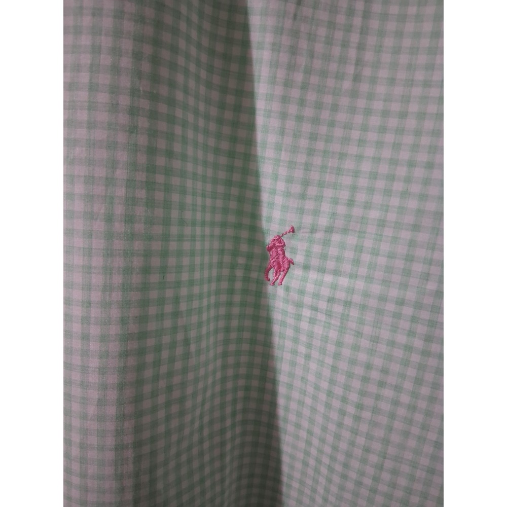 Ralph Lauren Mens 2XLT Gingham Shirt Mint Green Pink Pony Cotton Stretch Tall - Picture 5 of 7